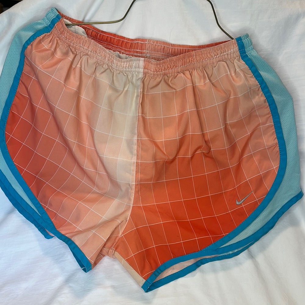 Nike Orange and Blue Athletic Shorts Lightweight Design